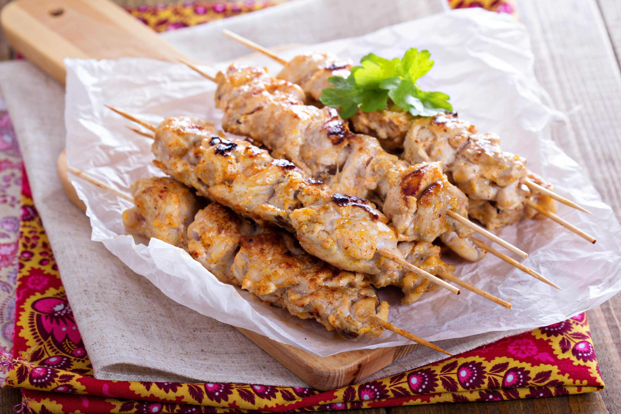 chicken kebabs with yogurt marinade scaled Chicken Malai Tikka