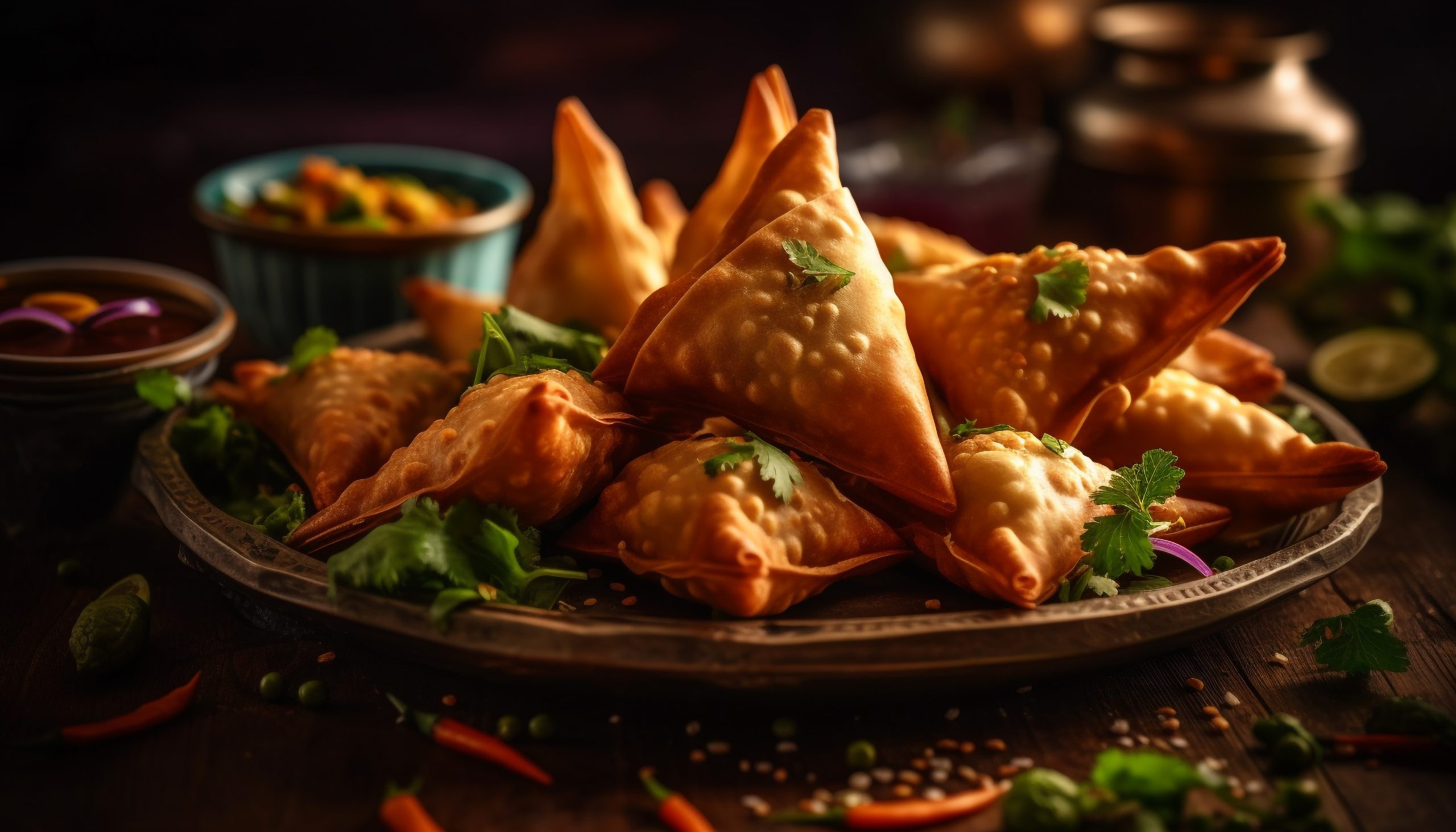 deep fried samosas dumplings gourmet appetizer generated by ai scaled Samosa